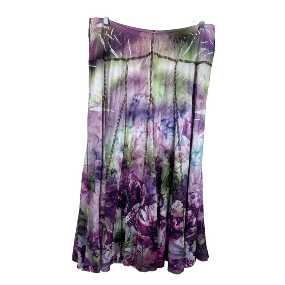 One World Women's Flowy Forest Fairy Whimsy Festival Pull On Skirt Multicolor L
